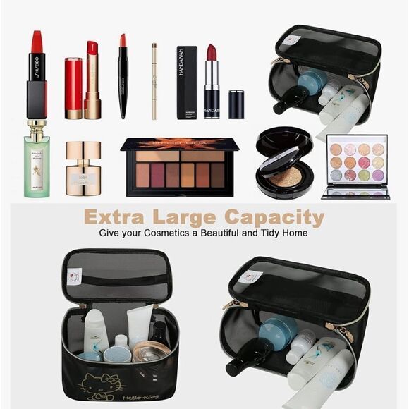 HELLO KITTY Logo Cosmetic Mesh Large Capacity Travel/Makeup/Storage Bag - Picture 6 of 6